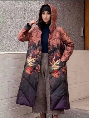 New Duck Down A-Line Long Puffer Coat Large